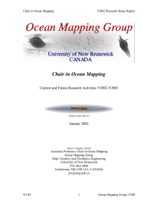 Chair in Ocean Mapping - Ocean Mapping Group