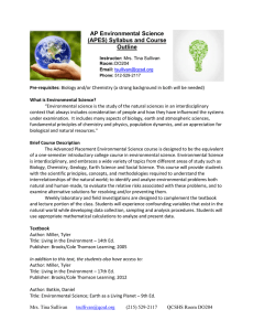 AP Environmental Science (APES) Course Syllabus 2015-2016