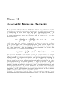 Chapter 10: Relativistic Quantum Mechanics