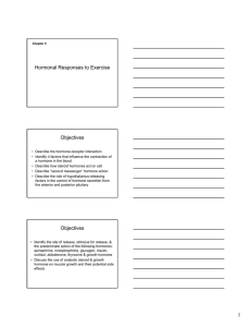 Hormonal Responses to Exercise Objectives Objectives