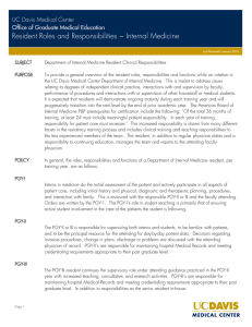 Resident Roles and Responsibilities ~ Internal Medicine