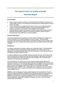 The impact of poor air quality on health Summary Report