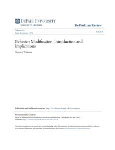 Behavior Modification: Introduction and Implications