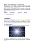 Fusion and the Beginning of the Universe The Big Bang