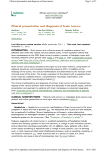 Clinical presentation and diagnosis of brain tumors