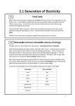Summary Sheets - Unit 2 - Electricity and Energy