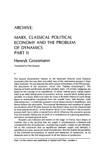 MARX, CLASSICAL POLITICAL ECONOMY AND THE PROBLEM