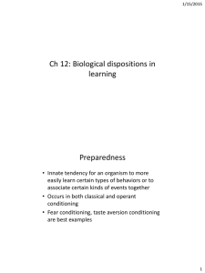 Ch 12: Biological dispositions in learning