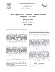 Clinical Experiences in Conducting Cognitive