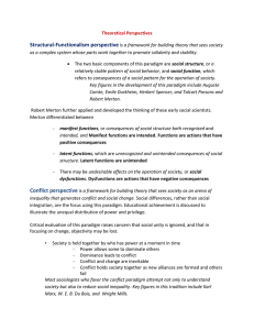 Theoretical Perspectives Structural-Functionalism perspective is a