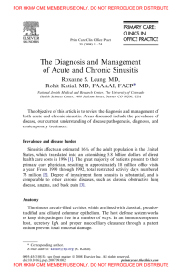 The Diagnosis and Management of Acute and Chronic Sinusitis