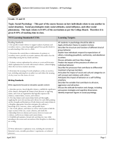 Sachem CSD Common Core Unit Template – AP Psychology Grade