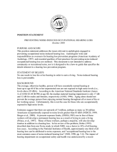 Preventing noise-induced occupational hearing loss position