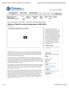 History of Earth`s surface temperature 1880-2016