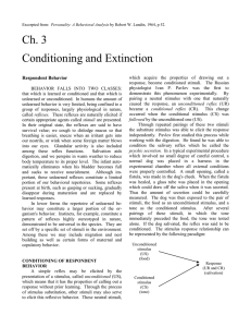 Ch 3 Conditioning and Extinction