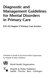 Diagnostic and Management Guidelines for Mental Disorders in