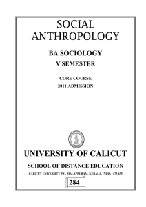 Social Anthropology - Calicut University