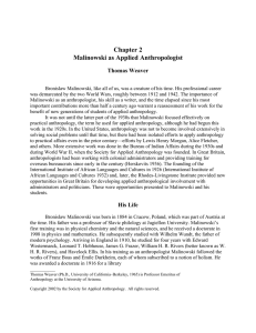 Chapter 2 Malinowski as Applied Anthropologist