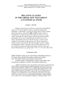 Boyer`s Relative Clauses in the Greek New Testament: A Statistical