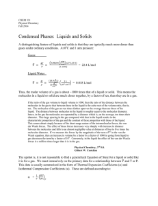 Condensed Phases: Liquids and Solids