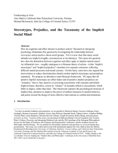 Stereotypes, Prejudice, and the Taxonomy of the Implicit Social Mind