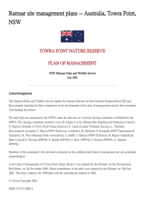 Ramsar site management plans -- Australia, Towra Point, NSW