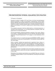 Pre-Participation Physical Evaluation for Athletics