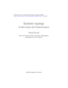 Synthetic topology - School of Computer Science, University of