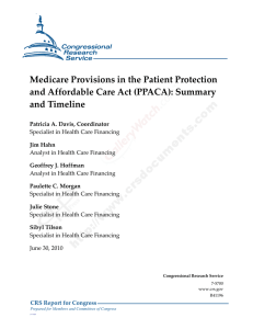 Medicare Provisions in the Patient Protection and Affordable