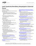 Lynch Syndrome/Hereditary Nonpolyposis Colorectal Cancer