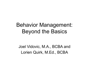 Behavior Management: Beyond the Basics