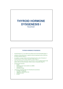 THYROID HORMONE THYROID HORMONE DYSGENESIS I