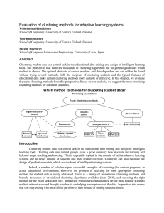 Evaluation of clustering methods for adaptive learning systems