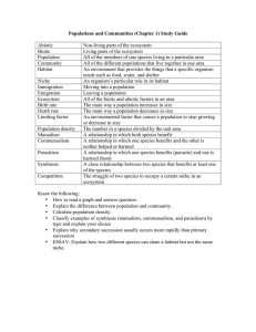 Populations and Communities (Chapter 1) Study Guide Abiotic Non