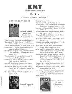 Kmt Index - Kmt A Modern Journal of Ancient Egypt