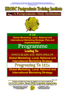 Global Marketing - (HRODC) Postgraduate Training Institute