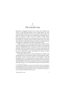 The Case for Case - UC Berkeley Linguistics