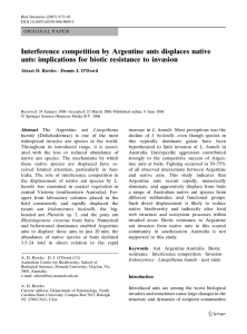 Interference competition by Argentine ants displaces native ants