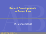 Recent Developments in Patent Law