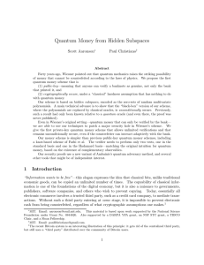 Quantum Money from Hidden Subspaces