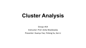 Cluster Analysis - Computer Science, Stony Brook University
