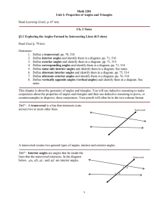 Math 2201 Unit 2: Properties of Angles and Triangles Read