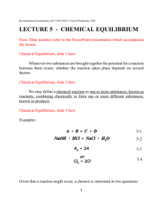 LECTURE 5 - CHEMICAL EQUILIBRIUM