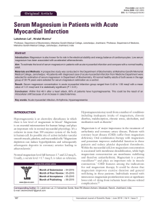 Serum Magnesium in Patients with Acute Myocardial Infarction