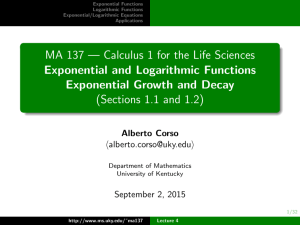 MA 137 — Calculus 1 for the Life Sciences Exponential and