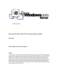 Windows 2000 TCP/IP Implementation Details