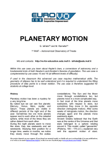 PLANETARY MOTION G. Iafrate(a) and M. Ramella(a) (a) INAF