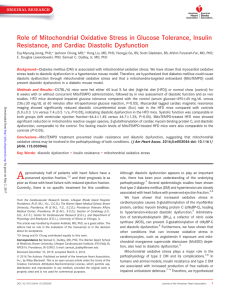 Role of Mitochondrial Oxidative Stress in Glucose Tolerance, Insulin