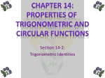 CHAPTER 14: PROPERTIES OF TRIGONOMETRIC
