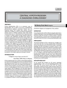 central hypothyroidism: a diagnosis overlooked?
